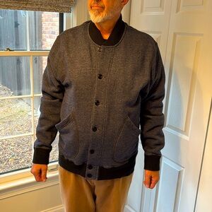 Lined Wallace and Barnes fleece bomber in navy and blue xxl